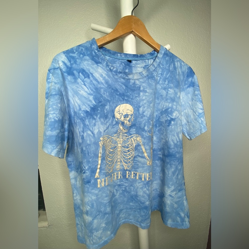 Blue Graphic Tie Dye Tee